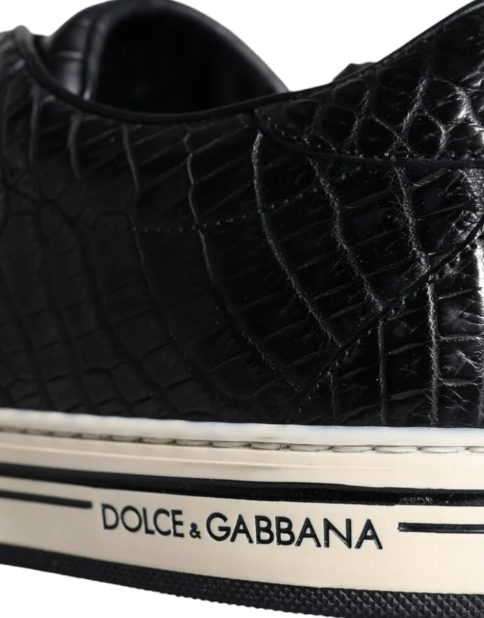 Black Leather Men Low Top Sneakers Men's Shoes - Image 5