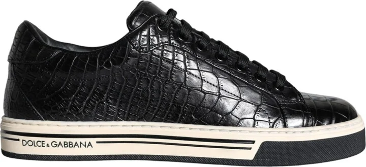 Black Leather Men Low Top Sneakers Men's Shoes