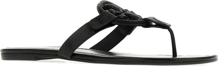 Black Leather Miller Sandals - Image 2