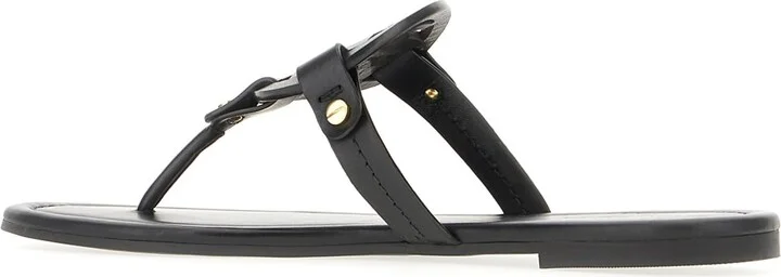 Black Leather Miller Sandals - Image 3
