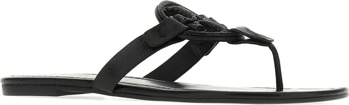 Black Leather Miller Sandals - Image 2