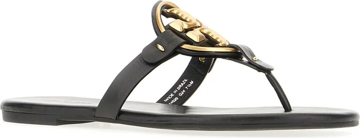 Black Leather Miller Sandals - Image 2