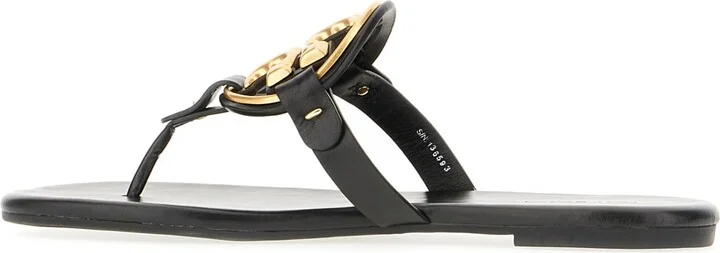 Black Leather Miller Sandals - Image 3