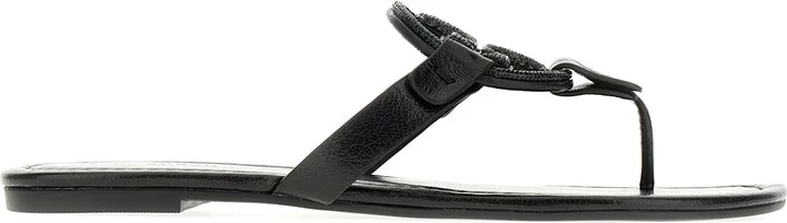 Black Leather Miller Sandals