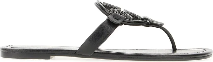 Black Leather Miller Sandals