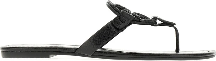 Black Leather Miller Sandals