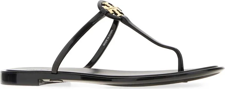 Black Leather Mini Miller Thong Slippers - Image 2
