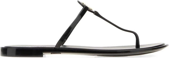 Black Leather Mini Miller Thong Slippers