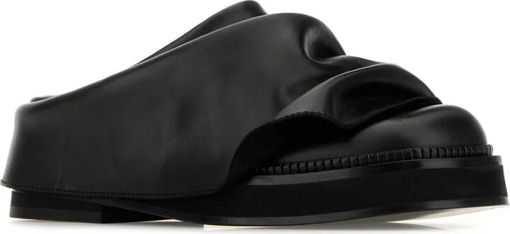Black Leather Mini Robin Slippers - Image 2