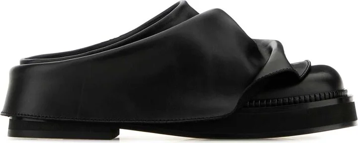 Black Leather Mini Robin Slippers