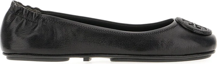 Black Leather Minnie Ballerinas