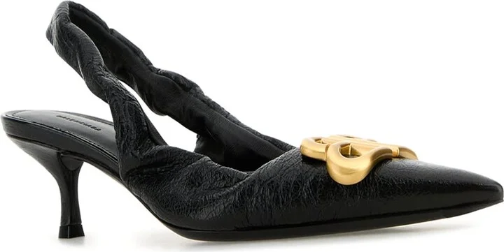 Black Leather Monaco Pumps - Image 2