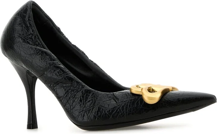 Black Leather Monaco Pumps - Image 2