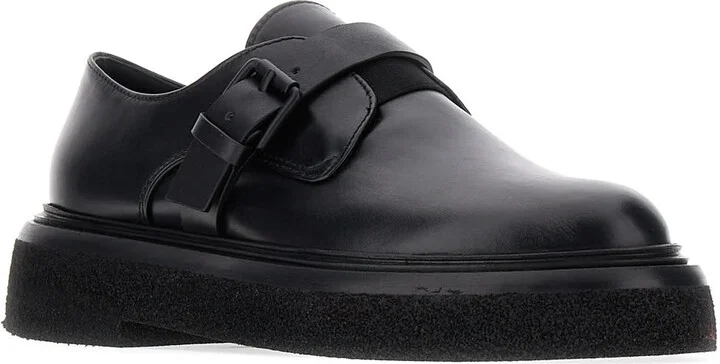 Black Leather Monk Strap Buckle Shoes - Image 2