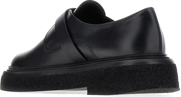 Black Leather Monk Strap Buckle Shoes - Image 3