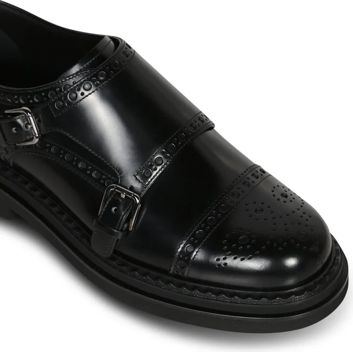 Black Leather Monk-strap Shoes - Image 4