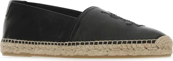 Black Leather Monogram Espadrilles - Image 2