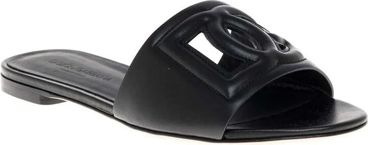 Black Leather Mules With Logo - Image 2