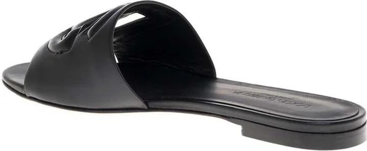 Black Leather Mules With Logo - Image 3