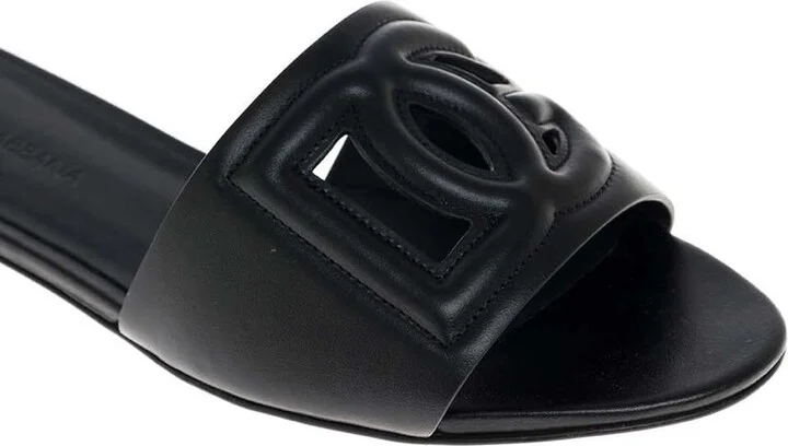 Black Leather Mules With Logo - Image 4