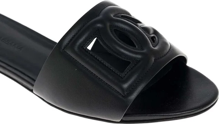 Black Leather Mules With Logo - Image 4