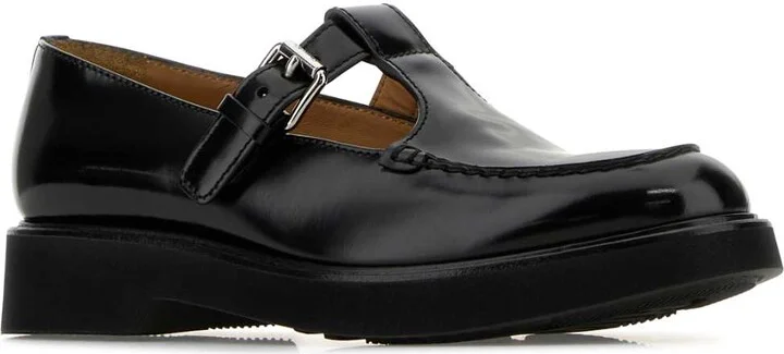 Black Leather Nadine Mock Strap Shoes - Image 2