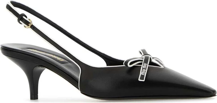 Black Leather Nappa Leather Pumps - Image 2