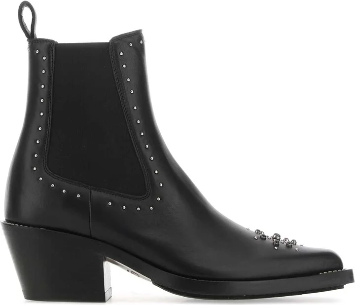 Black Leather Nellie Ankle Boots