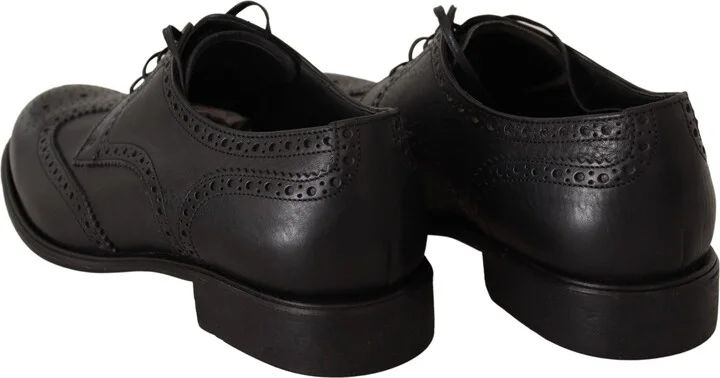 Black Leather Oxford Wingtip Formal Dress Men's Shoes - Image 3