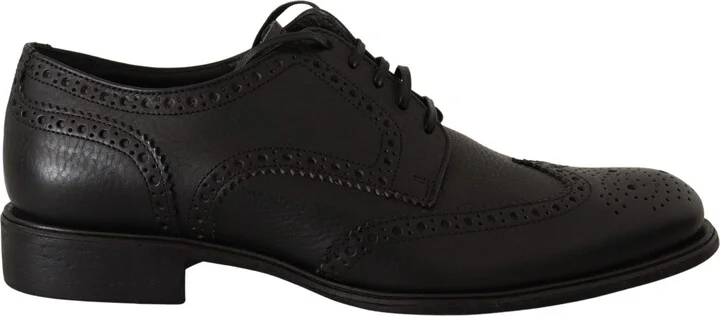 Black Leather Oxford Wingtip Formal Dress Men's Shoes