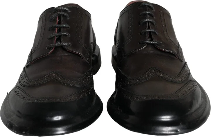 Black Leather Oxford Wingtip Formal Men Men's Shoes - Image 2
