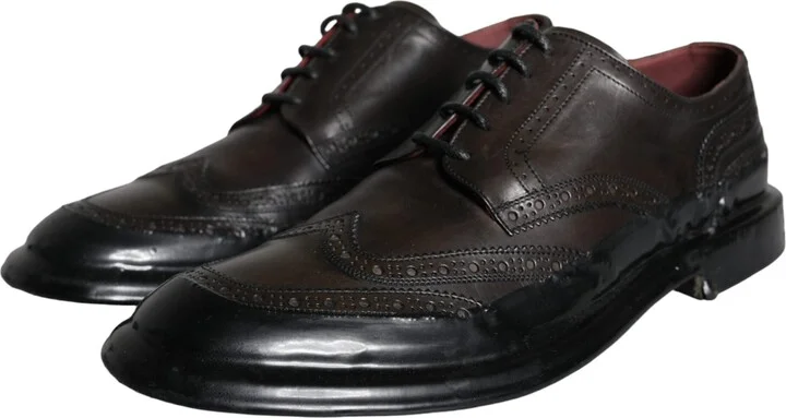 Black Leather Oxford Wingtip Formal Men Men's Shoes - Image 3