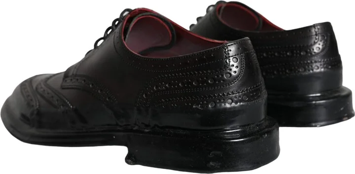 Black Leather Oxford Wingtip Formal Men Men's Shoes - Image 4