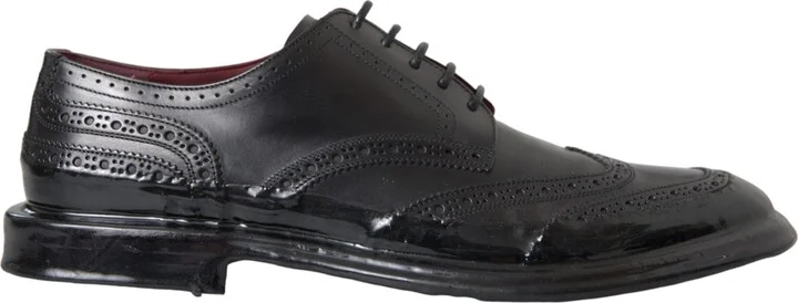 Black Leather Oxford Wingtip Formal Men Men's Shoes