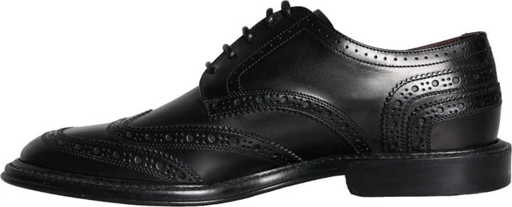 Black Leather Oxford Wingtip Formal Men Men's Shoes (Pre-Owned) - Image 5