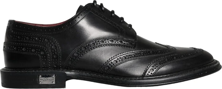 Black Leather Oxford Wingtip Formal Men Men's Shoes (Pre-Owned)