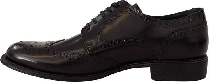 Black Leather Oxford Wingtip Formal Men's Shoes - Image 4
