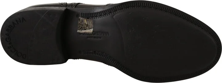 Black Leather Oxford Wingtip Formal Men's Shoes - Image 5