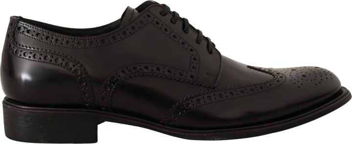 Black Leather Oxford Wingtip Formal Men's Shoes