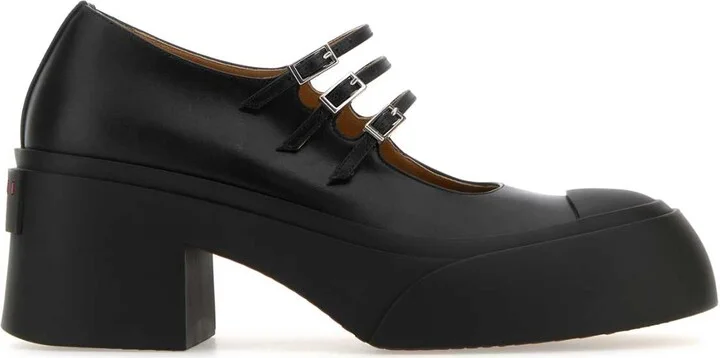 Black Leather Pablo Mary Jane Pumps