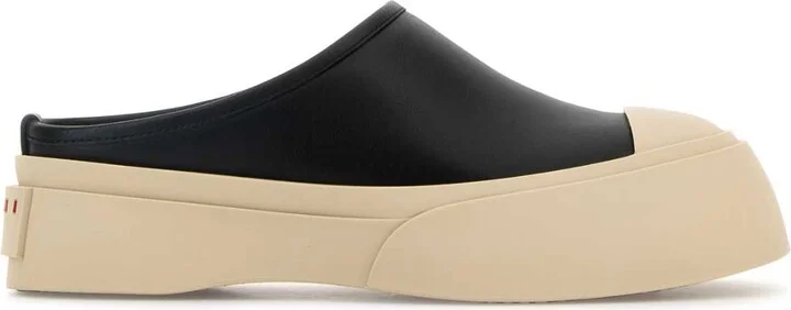 Black Leather Pablo Slippers