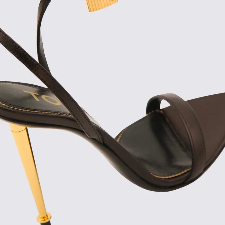 Black Leather Padlock Sandals - Image 4