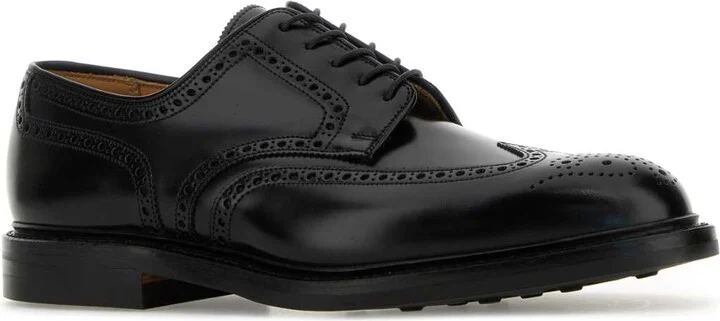 Black Leather Pembroke Lace-up Shoes - Image 2