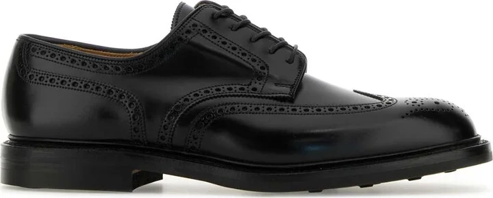 Black leather Pembroke lace-up shoes