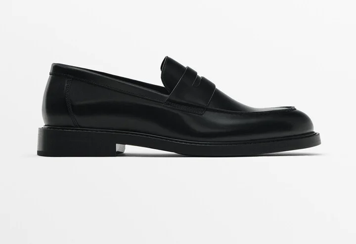 Black Leather Penny Loafers