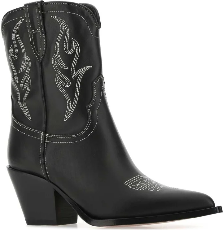 Black Leather Perla Ankle Boots - Image 2