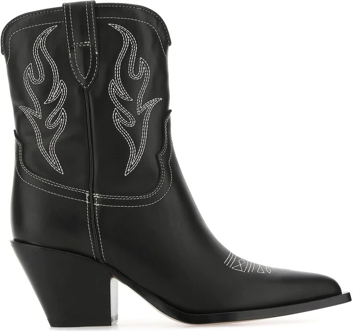 Black leather Perla ankle boots