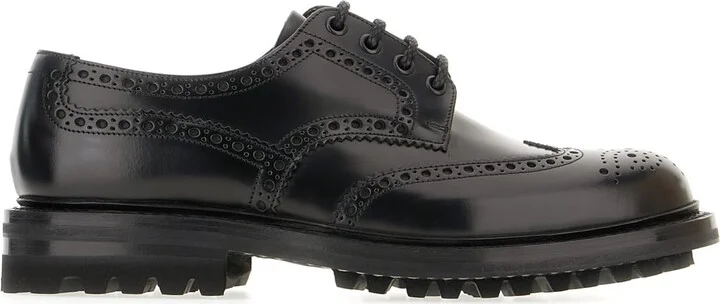 Black Leather Pherson Lace-up Shoes