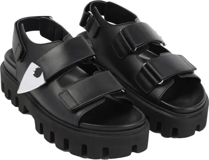 Black Leather Platform Sandals - Image 2