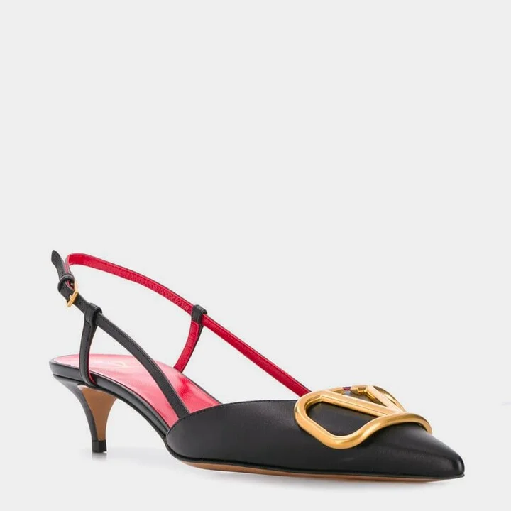 Black Leather Pumps - Image 2
